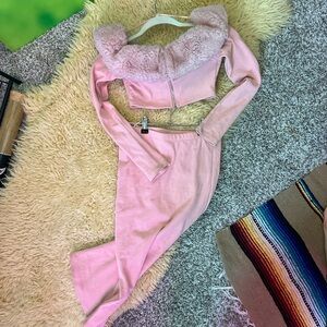 Fashion Nova Blush Faux Fur Trim Set